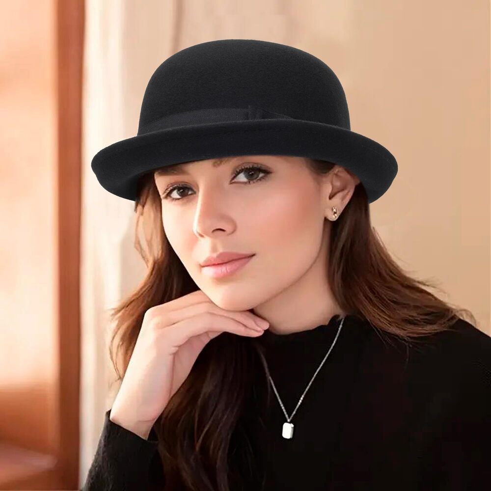 3923 Bowler Derby Hat - Short Rolled Brim Fedora … - image 2